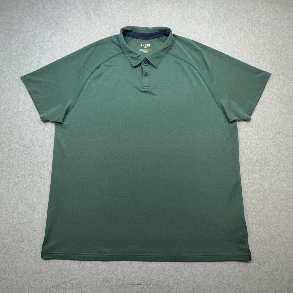 Rhone Delta Pique Polo Shirt Mens XXL Green Performance Stretch Tech Golf